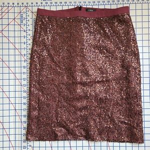 J. Crew Maroon Silk Sequin Skirt, Women's Size 4